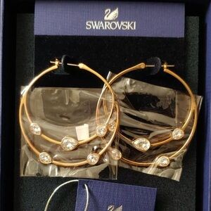 DISCONTINUED, Authentic Swarovski Gaze Big Hoop Earrings, Rose Gold. BRAND NEW.